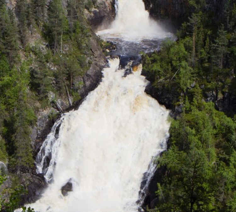 Image of the great waterfall in Muddus National Park