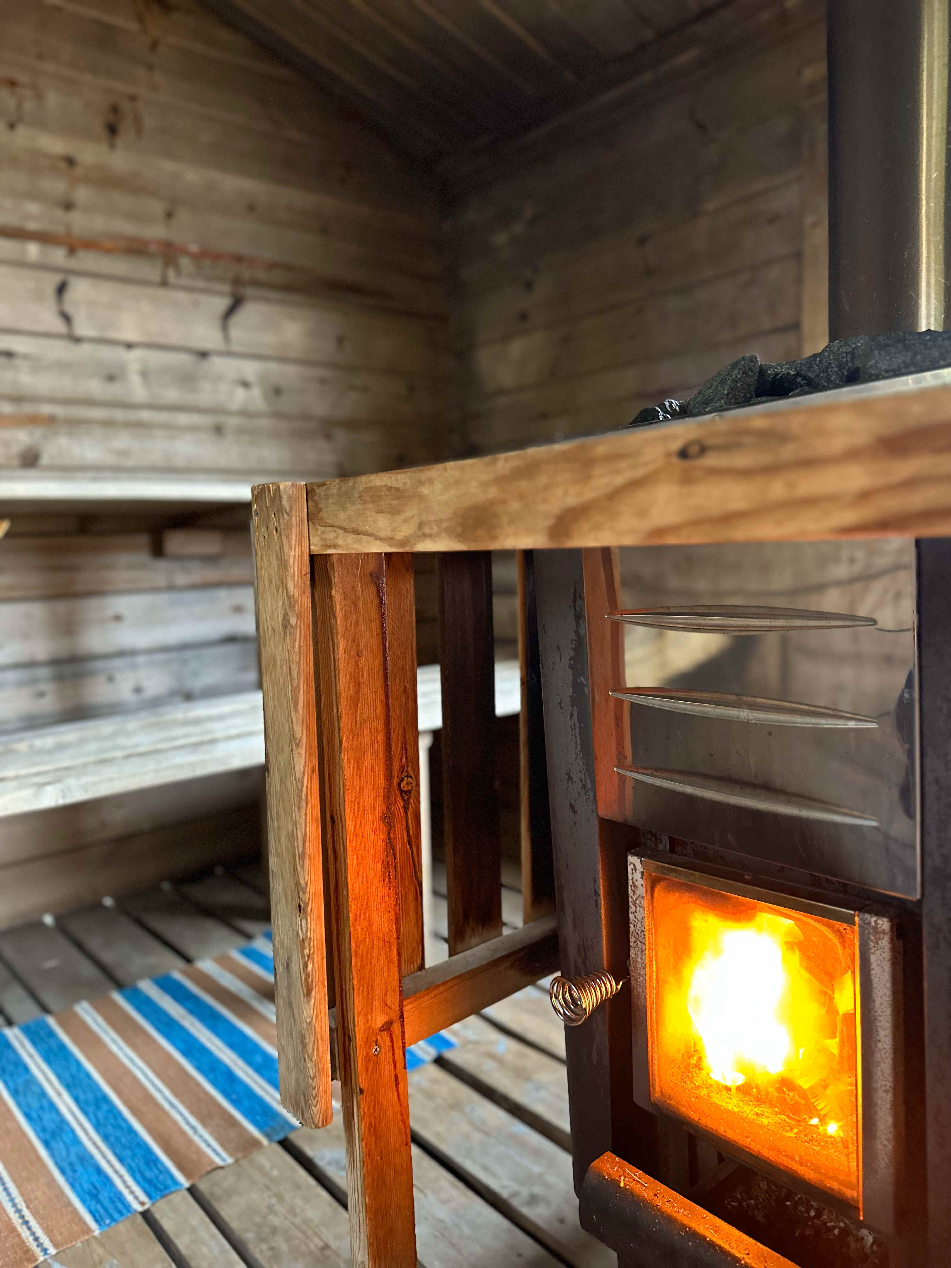 Image of a wood stove in a sauna