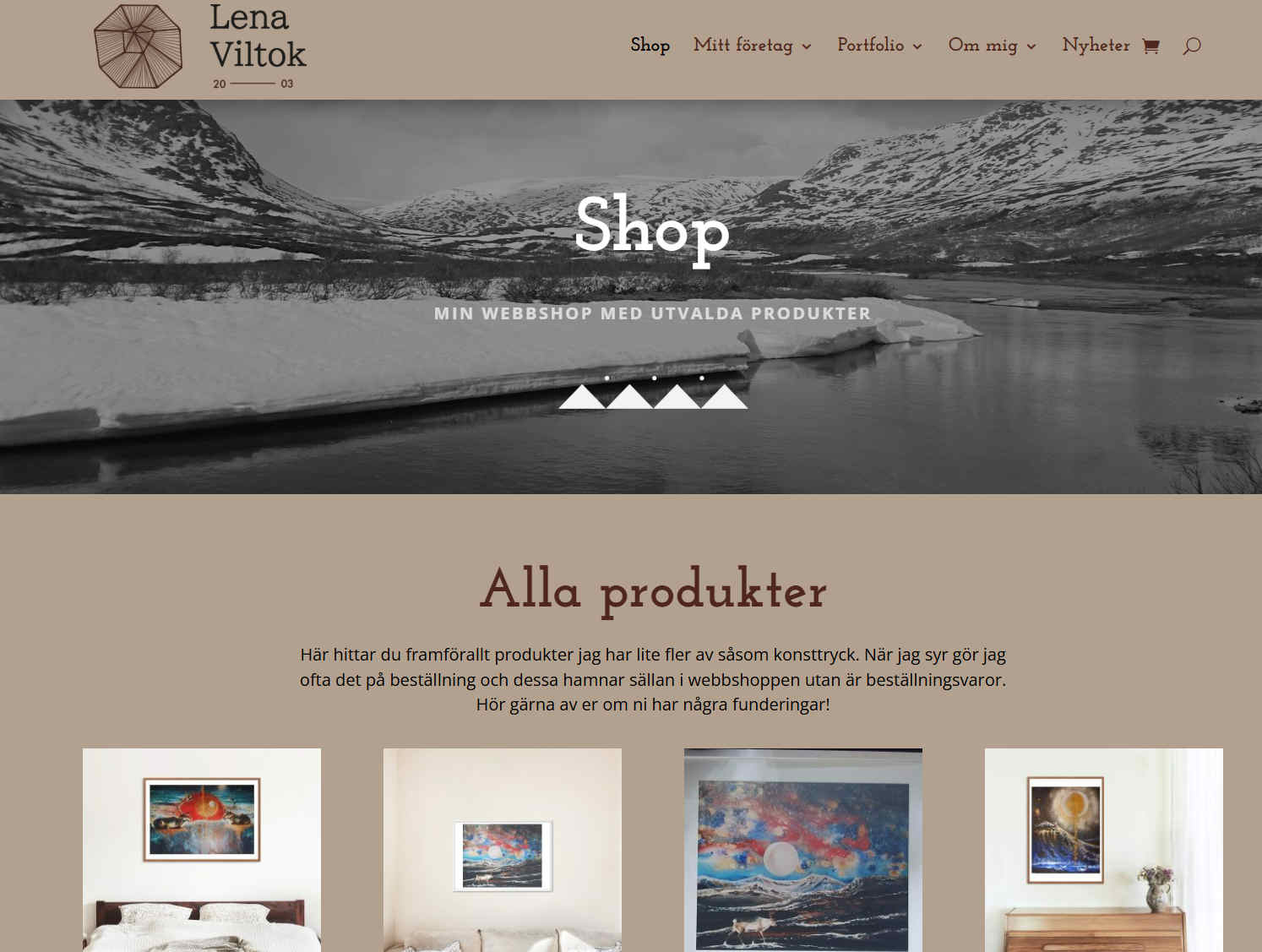 Screenshot of Lena Viltoks homepage